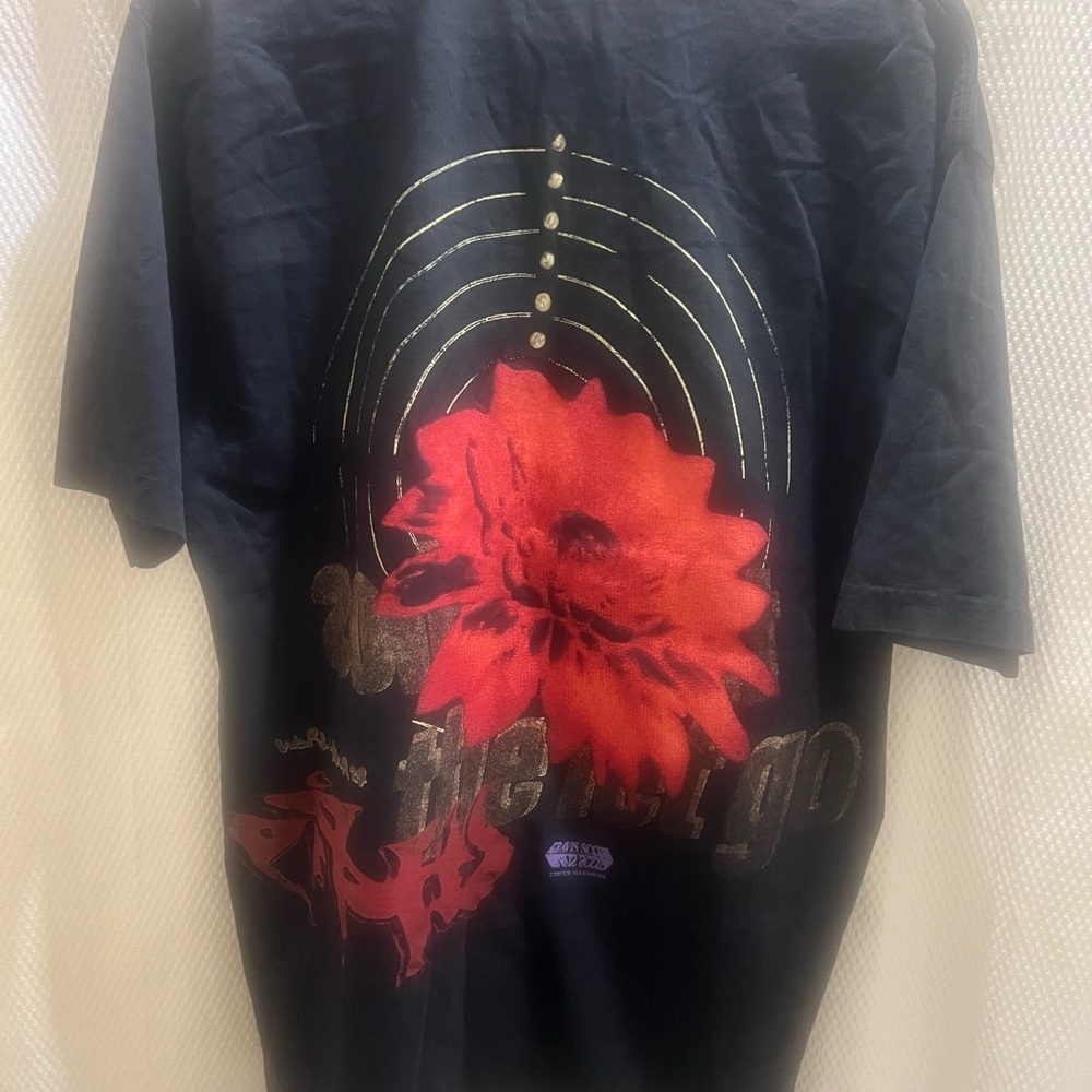 Travis Scott Black Tee with Red Floral Graphic